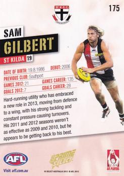 2013 Select Prime AFL #175 Sam Gilbert Back